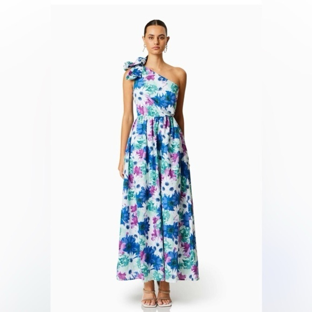 ELLIATT Ahola Blues Floral One Shoulder Dress Blue Purple Floral Size Small NWT